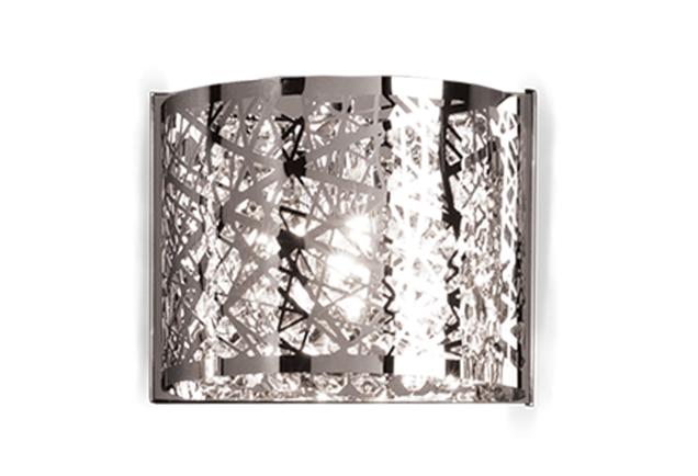 Single Lamp Chrome Laser Cut Vanity with Crystals