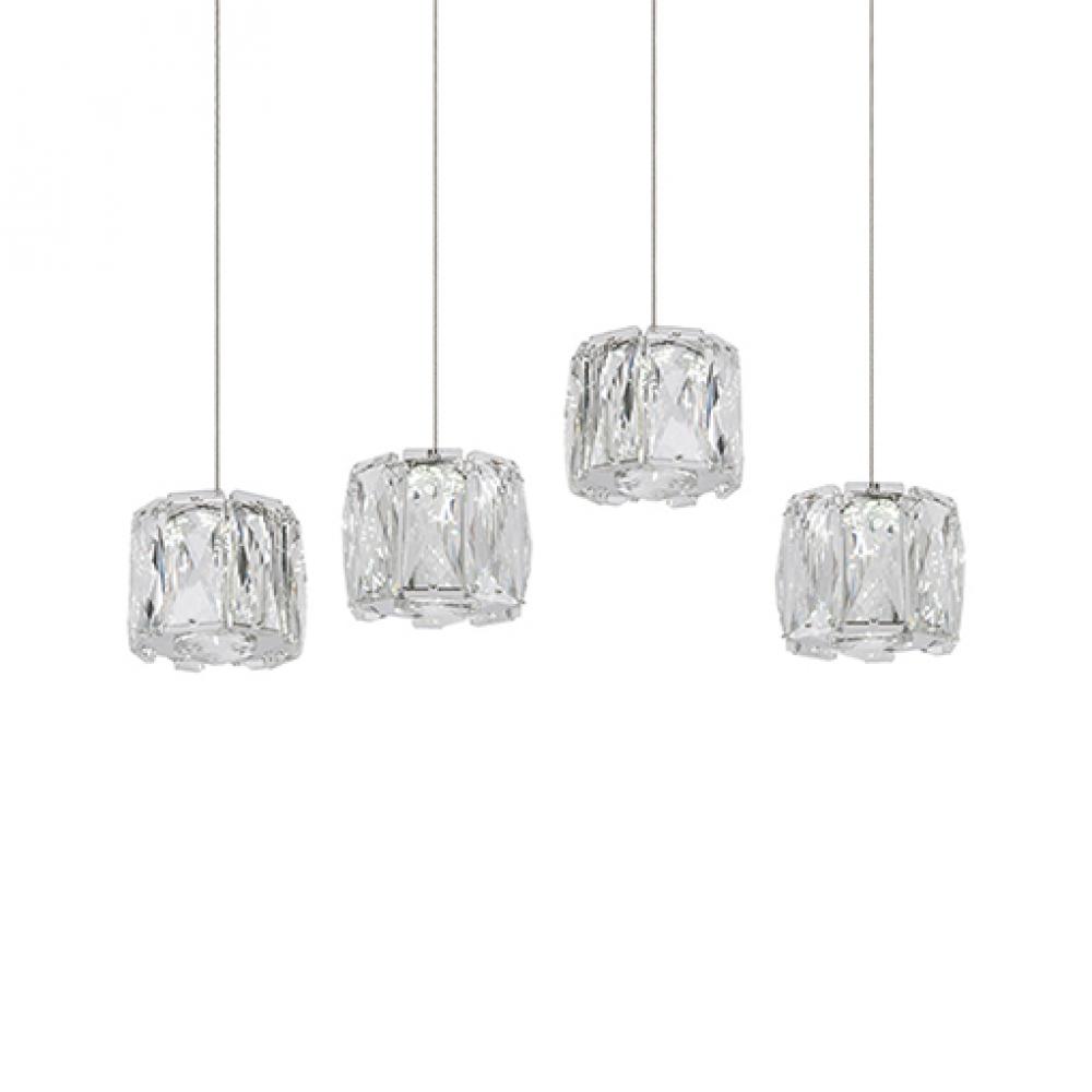 Four Mini LED Multi-Linear Pendant with Exquisite Diamond Cut Clear Crystals
