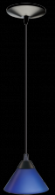 Elco Lighting EDL70BL - DISCON PENDANT BLUE CONE BLK CABLE