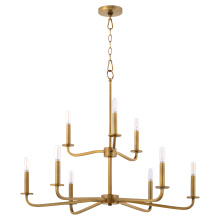 Quorum 6307-9-47 - RUTHERFORD 9 LIGHT CHANDELIER - BRUSHED BRASS